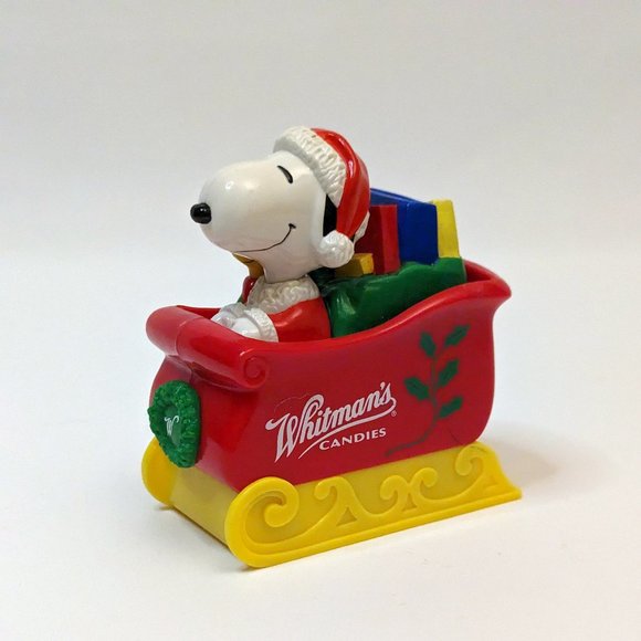 Whitman's Candies Snoopy Woodstock Christmas Sleigh Plastic Piggy Bank Peanuts - Picture 1 of 4